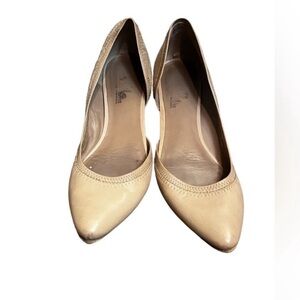 SIGERSON MORRISON leather cutaway nude pointed toe ballet flats quiet luxury